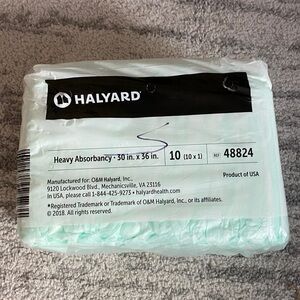 NEW Sealed Halyard Disposable Standard Underpads, 30" x 36" 10 Count